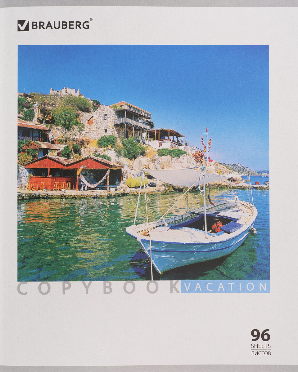 Brauberg Тетрадь Vacation 96 листов в клетку401847 Brauberg Тетрадь Vacation 96 листов в клетку401847Обложка тетради Brauberg Vacation выполнена из плотного картона, что позволит сохранить ее в аккуратном состоянии на протяжении всего времени использования.Внутренний блок тетради, соединенный двумя металлическими скрепками, состоит из 96 листов бумаги. Стандартная линовка в клетку голубого цвета дополнена полями.