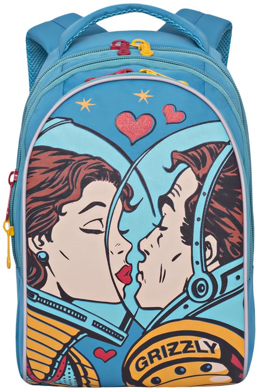 Grizzly Рюкзак цвет бирюзовый RD-758-1/2RD-758-1/2 Grizzly Рюкзак цвет бирюзовый RD-758-1/2RD-758-1/2Рюкзак Grizzly выполнен из прочного материала и содержит три вместительных отделения, закрывающиеся на застежки-молнии с двумя бегунками. В отделении, расположенном на лицевой стороне, имеется органайзер для канцелярских принадлежностей.Рюкзак оснащен удобной текстильной ручкой для переноски в руке. Широкие регулируемые лямки рюкзака и воздухопроницаемая анатомическая спинка предохраняют мышцы спины ребенка от перенапряжения при длительном ношении.Многофункциональный рюкзак станет незаменимым спутником вашего ребенка.