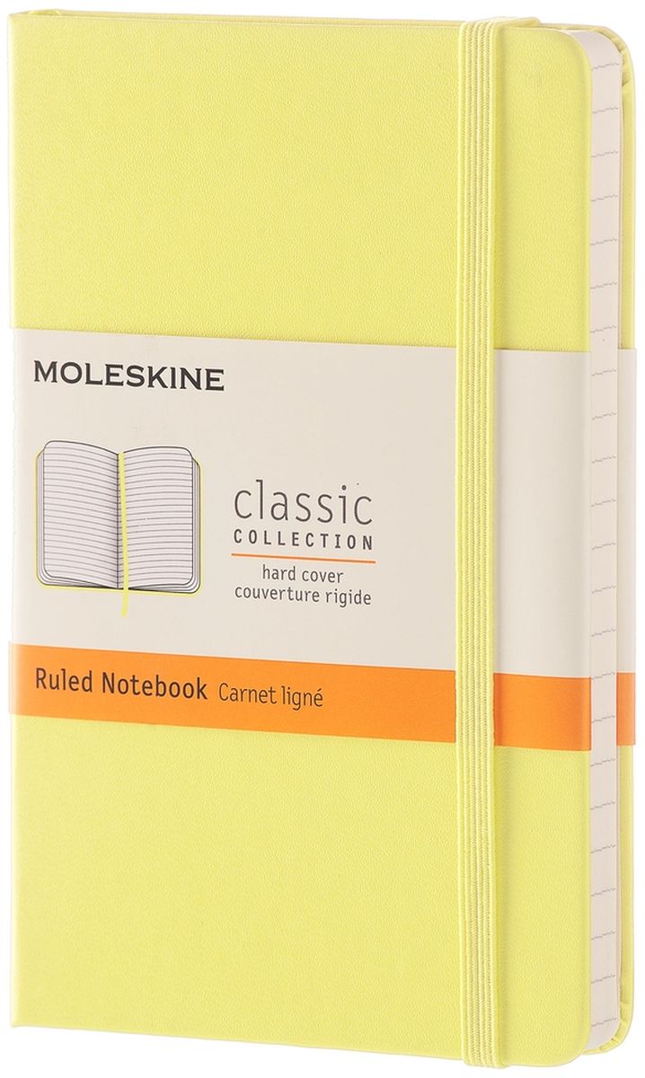 Moleskine Записная книжка Classic Pocket 96 листов в линейку цвет желтыйMM710M12 Moleskine Записная книжка Classic Pocket 96 листов в линейку цвет желтыйMM710M12Записная книжка коллекции Moleskine Classic Pocket выполнена в новом ярком цвете и дополнена линованными страницами, которые только и ждут того, чтобы вы заполнили их своими идеями. Записная книжка имеет все характерные элементы легендарного продукта Moleskine: закругленные углы, страницы цвета слоновой кости, эластичную застежку, ленточные закладки и расширяемый кармашек.