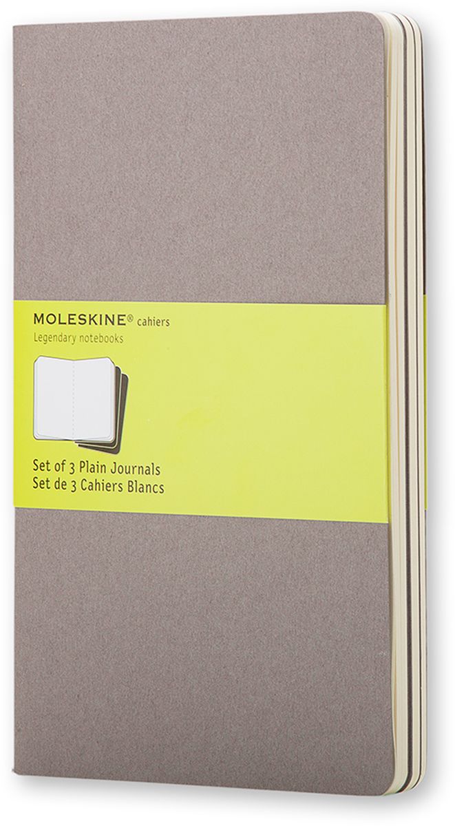 Moleskine Набор записных книжек Cahier Large 40 листов без разметки цвет серый 3 штCH318 Moleskine Набор записных книжек Cahier Large 40 листов без разметки цвет серый 3 штCH318Записные книжки Moleskine Cahier Journal Large отличаются гибкой и прочной картонной обложкой и хорошо заметной прошивкой на корешке. Внутренний блок состоит из 40 листов бумаги без разметки, последние 16 листов отделяются. Есть карман для заметок на отдельных листах. В набор из 3 штук вложена открытка с историей Moleskine.
