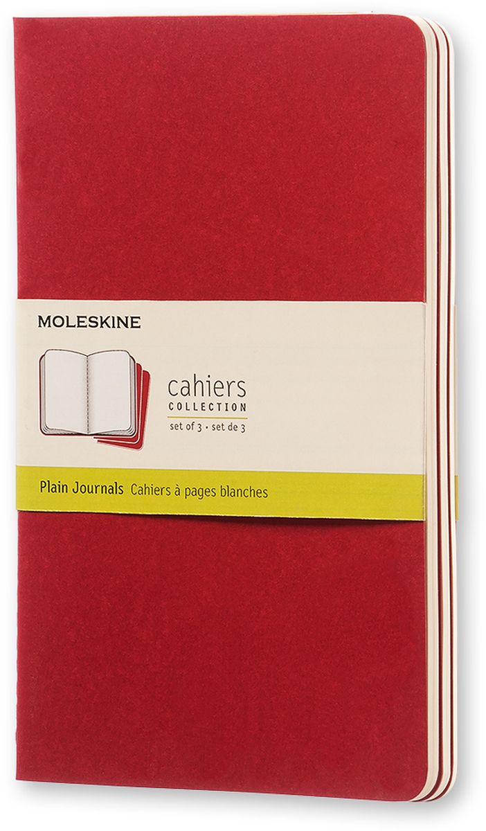 Moleskine Набор записных книжек Cahier Large 40 листов без разметки цвет клюквенный 3 шт
