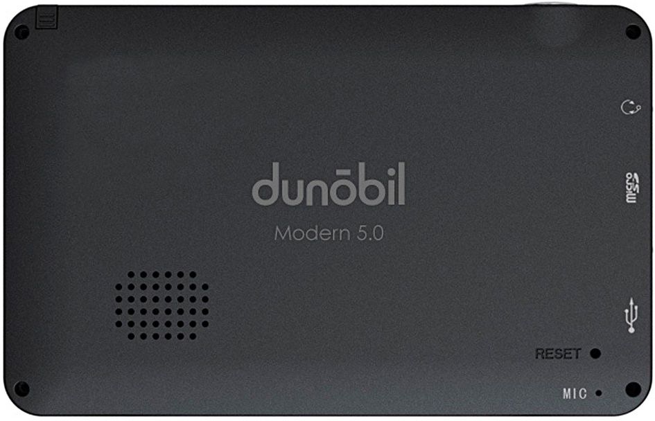 Dunobil Modern 5.0, Black автомобильный навигатор934PLQD Dunobil Modern 5.0, Black автомобильный навигатор934PLQDDunobil Modern 5.0 — многофункциональный GPS-навигатор с высококонтрастным экраном диагональю 5,0 дюйма, разрешением экрана 480*272 пикселей и встроенной памятью объемом 4 Гб. Операционная система Windows CE 6.0 на базе процессора Mstar MSB2531, ARM Cortex-A7 и предустановленная во внутреннюю память устройства навигационное программное обеспечение Навител Навигатор делают эту модель компактной, но вместе с тем высокофункциональной. Предустановленное программное обеспечение дает пользователю возможность самостоятельно управлять обновлением Навител Навигатор и скачивать актуальные карты России, Европы и Азии. Устройство оснащено FM-трансмиттером, а также обладает обширными мультимедийными возможностями. Этот GPS-навигатор воспроизводит разнообразные аудио-, видео-, графические и текстовые файлы. Кроме того, пользователям предлагаются встроенные игры. Наличие слота для карты памяти поможет контролировать объем памяти устройства. В комплект также входят надежный автомобильный держатель, автомобильное зарядное устройство и USB-кабель— для комфортного и эффективного использования устройства.