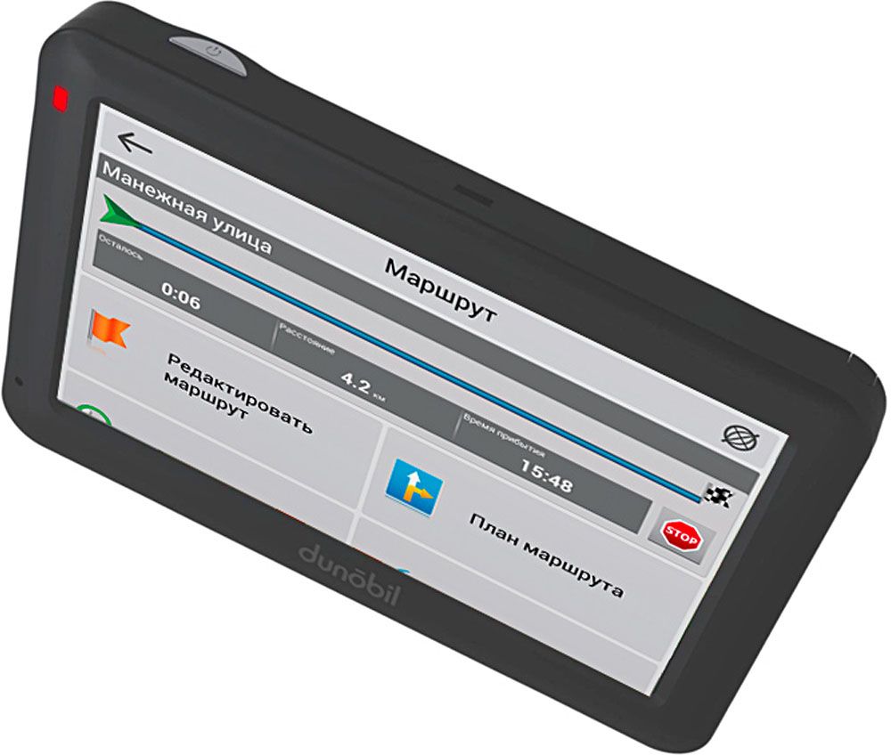 Dunobil Modern 4,3 , Black автомобильный навигаторQ67Y7NC Dunobil Modern 4,3 , Black автомобильный навигаторQ67Y7NCDunobil Modern 4.3 — многофункциональный GPS-навигатор с высококонтрастным экраном диагональю 4,3 дюйма, разрешением экрана 480*272 пикселей и встроенной памятью объемом 4 Гб. Операционная система Windows CE 6.0 на базе процессора Mstar MSB2531, ARM Cortex-A7 и предустановленная во внутреннюю память устройства навигационное программное обеспечение Навител Навигатор делают эту модель компактной, но вместе с тем высокофункциональной. Предустановленное программное обеспечение дает пользователю возможность самостоятельно управлять обновлением Навител Навигатор и скачивать актуальные карты России, Европы и Азии. Устройство оснащено FM-трансмиттером, а также обладает обширными мультимедийными возможностями. Этот GPS-навигатор воспроизводит разнообразные аудио-, видео-, графические и текстовые файлы. Кроме того, пользователям предлагаются встроенные игры. Наличие слота для карты памяти поможет контролировать объем памяти устройства. В комплект также входят надежный автомобильный держатель, автомобильное зарядное устройство и USB-кабель— для комфортного и эффективного использования устройства.