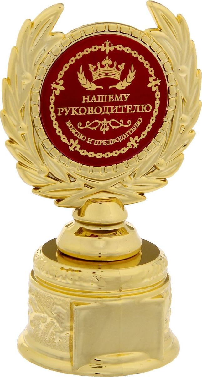 Кубок сувенирный Нашему руководителю. 12112401211240 Кубок сувенирный Нашему руководителю. 12112401211240Заслуженная награда! Кубок на подставке Нашему руководителю непременно порадует получателя и станет отличным напоминанием о проведённом вместе времени. Изделие дополнено бляшкой с цветной заливкой с названием номинации, за которую он вручается. Пластиковый сувенир непременно понравится счастливому получателю. Упаковка для кубка из пластика не только защищает его от повреждения при транспортировке, но и служит отличным вариантом подарочной упаковки. На обороте коробочки вы найдёте тёплые слова и поле для имени будущего обладателя.