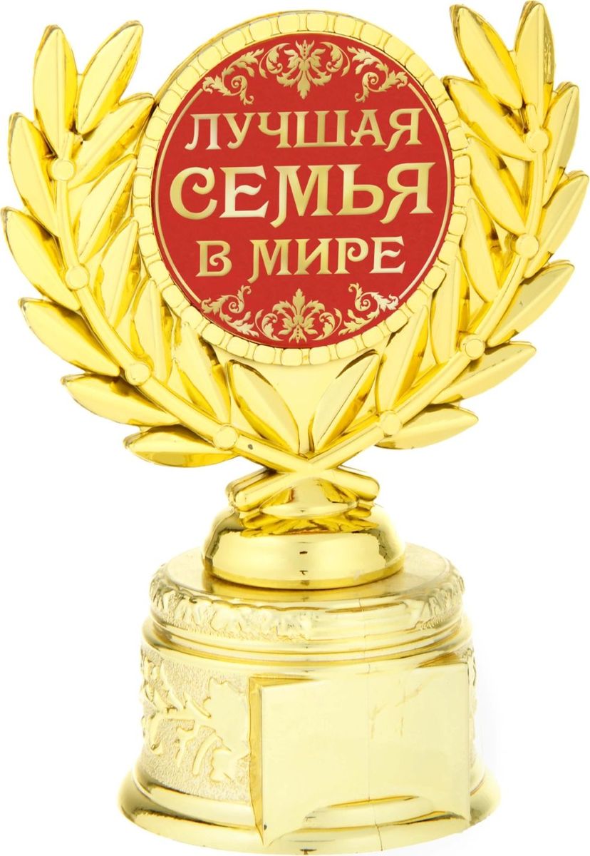 Кубок сувенирный Лучшая семья в мире. 806999806999 Кубок сувенирный Лучшая семья в мире. 806999806999Если вы хотите порадовать и удивить близкого вам человека, выберите в качестве подарка награду - как символ побед и достижений. Сюрприз придется по душе вашему близкому другу, родственнику или коллеге. Награда займет достойное место в интерьере и будет радовать будущего владельца каждый день. Награда выполнена в виде медали, обрамленной лавровыми ветвями, расположена на золотой подставке из пластика. Цветная вставка изготовлена из металла с акриловым покрытием, что предотвращает её потускнение.