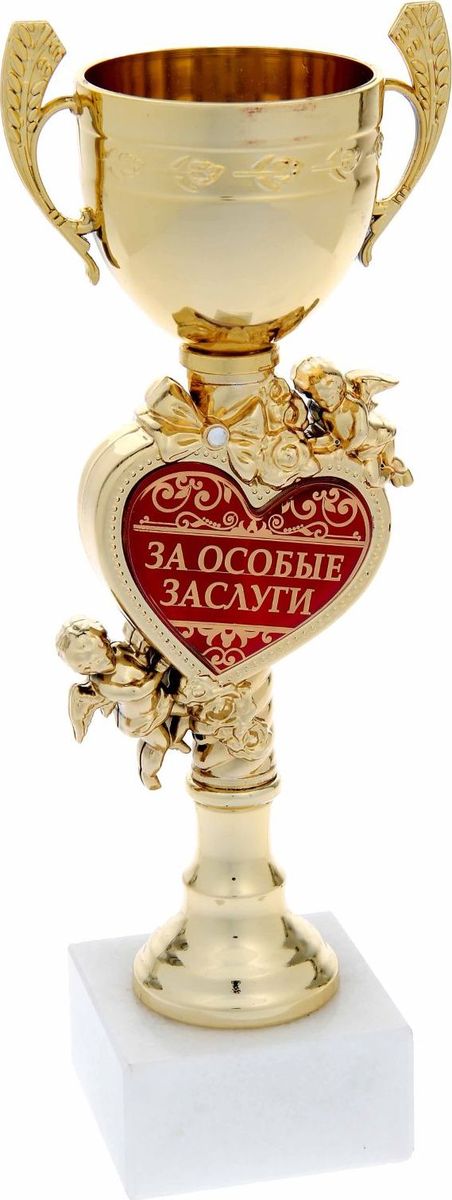 Кубок сувенирный За особые заслуги. 857330857330 Кубок сувенирный За особые заслуги. 857330857330Кубок За особые заслуги непременно порадует получателя и станет отличным напоминанием о проведённом вместе времени. Товар дополнен цветной металлической бляшкой с наименованием номинации, за которую он вручается. Упаковка для кубка из гофракартона не только отлично защищает его от повреждения при транспортировке, но и служит отличным вариантом подарочной упаковки. На обороте вы найдёте самые тёплые слова и пожелания для получателя.