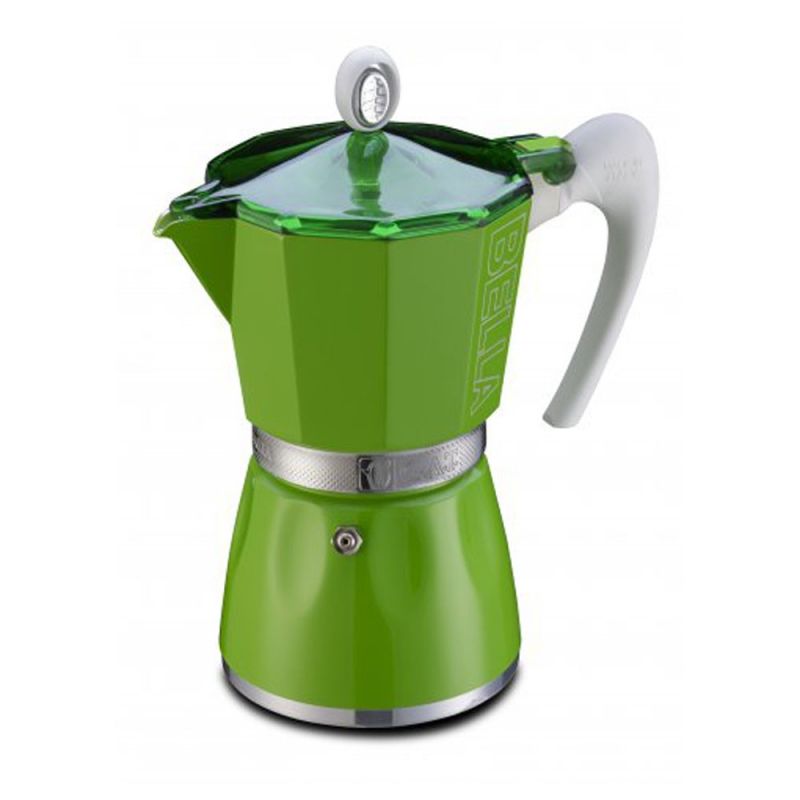 Кофеварка гейзерная G.A.T. Bella, 450 мл, цвет: зеленый103809 green Кофеварка гейзерная G.A.T. Bella, 450 мл, цвет: зеленый103809 greenДля приготовления кофе на электрических, газовых и стеклокерамических плитах, кроме индукционных Эргономичная термостойкая ручка Специальное внутреннее покрытие обеспечивает легкость очистки