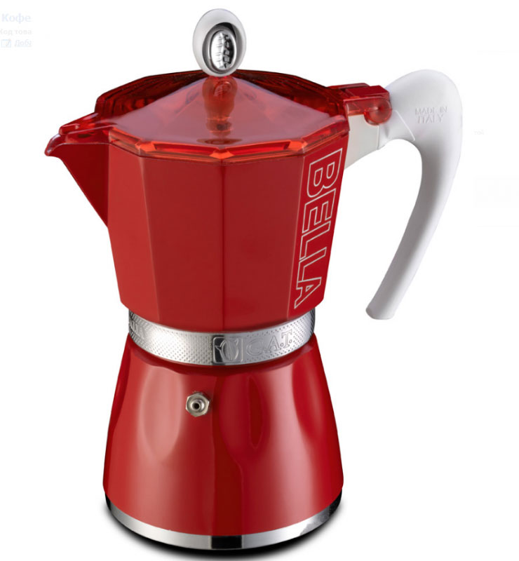 Кофеварка гейзерная G.A.T. Bella, 450 мл, цвет: красный103809 red Кофеварка гейзерная G.A.T. Bella, 450 мл, цвет: красный103809 redДля приготовления кофе на электрических, газовых и стеклокерамических плитах, кроме индукционных Эргономичная термостойкая ручка Специальное внутреннее покрытие обеспечивает легкость очистки
