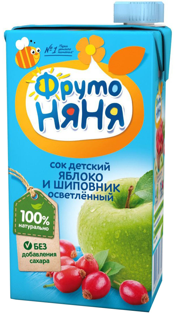 ФрутоНяня сок из яблок и шиповника, 0,5 лP050527 ФрутоНяня сок из яблок и шиповника, 0,5 лP050527Детскими соками и нектарами ФрутоНяня становятся натуральные, отборные фрукты, ягоды и овощи. Они обеспечивают вашего малыша природной пользой и энергией для гармоничного роста и развития. Бережная технология приготовления сохраняет природную пользу фруктов, ягод и овощей. Современное производство соответствует высоким стандартам безопасности и качества.