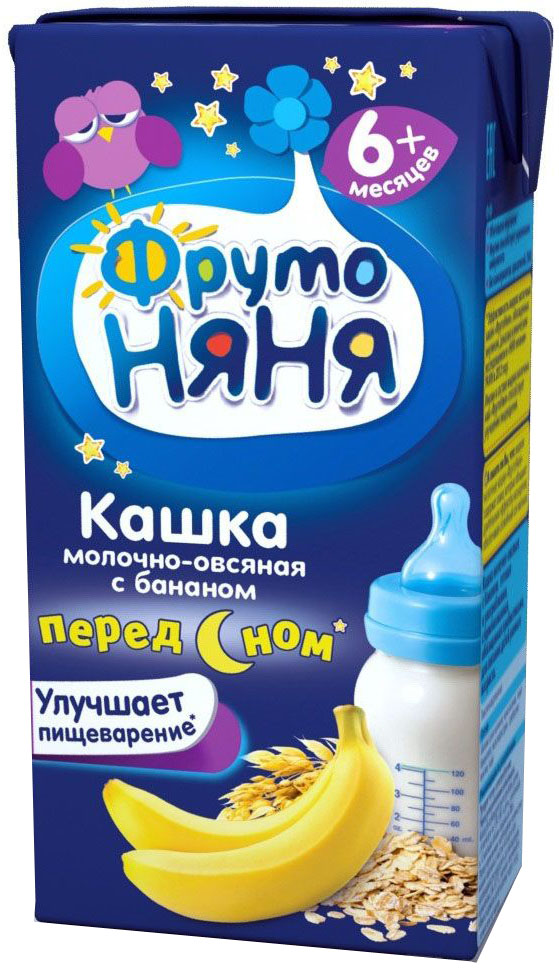 ФрутоНяня каша овсяная с бананом молочная с 6 месяцев, 0,2 лP062002 ФрутоНяня каша овсяная с бананом молочная с 6 месяцев, 0,2 лP062002Улучшает пищеварение (клинически доказано)обогащена инулиноминулин улучшает пищеварениебез консервантов, красителей, ГМО