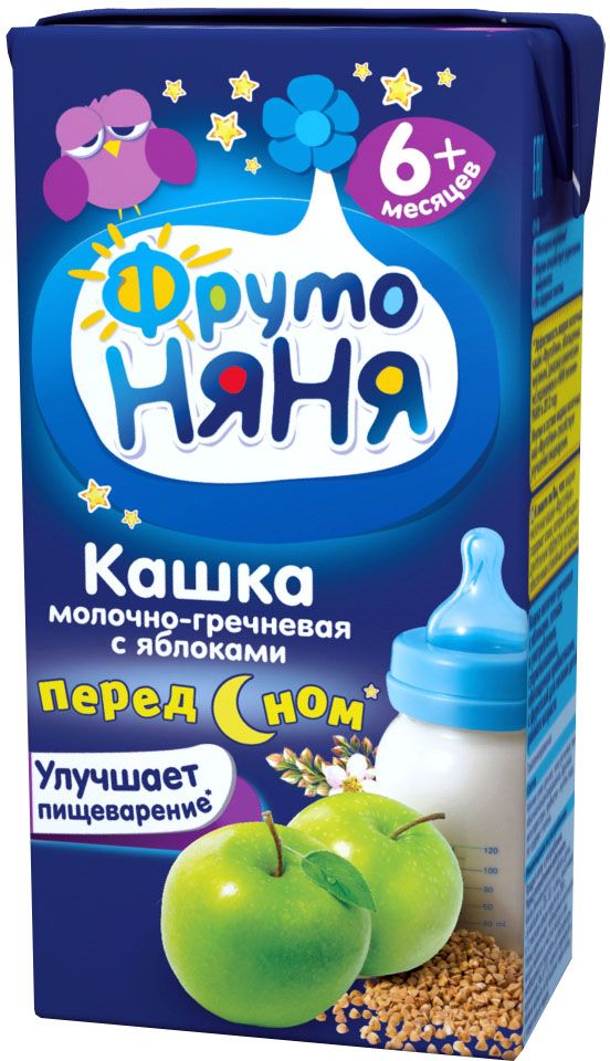 ФрутоНяня каша гречневая с яблоком молочная с 6 месяцев, 0,2 лP062003 ФрутоНяня каша гречневая с яблоком молочная с 6 месяцев, 0,2 лP062003улучшает пищеварение (клинически доказано)обогащена инулиноминулин улучшает пищеварениебез консервантов, красителей, ГМО