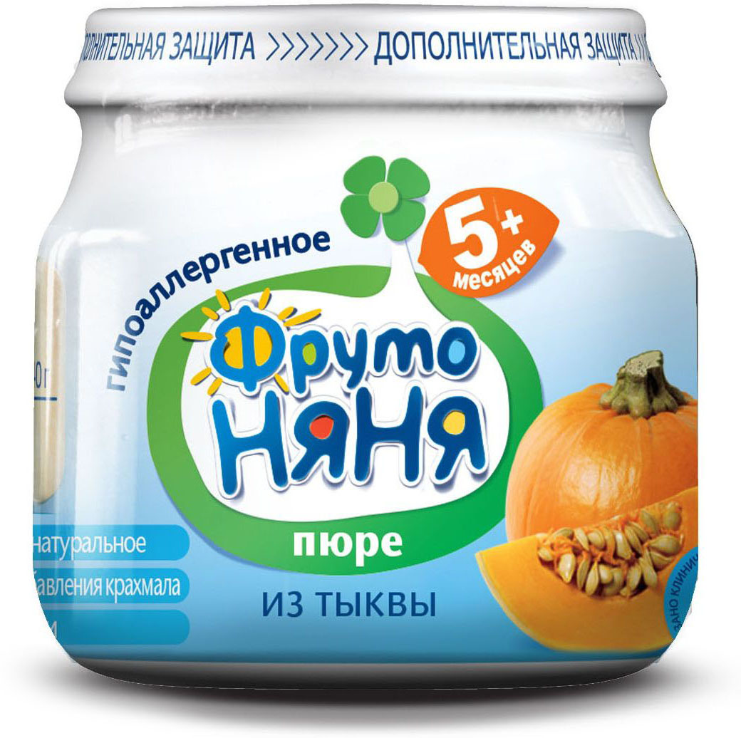 ФрутоНяня пюре из тыквы с 5 месяцев, 80 гP078001 ФрутоНяня пюре из тыквы с 5 месяцев, 80 гP078001Расширяем рационв составе только овощи и водабез консервантов, красителей, ароматизаторов, крахмала, соли