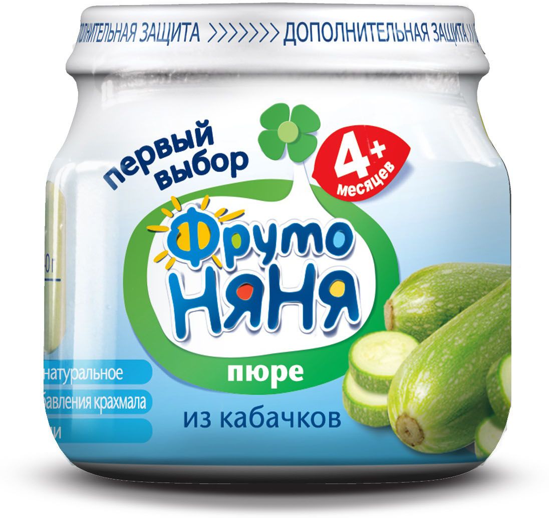 ФрутоНяня пюре из кабачков с 4 месяцев, 80 гP078015 ФрутоНяня пюре из кабачков с 4 месяцев, 80 гP078015Идеально подходит для первого прикормав составе только овощибез консервантов, красителей, ароматизаторов, крахмала, соли