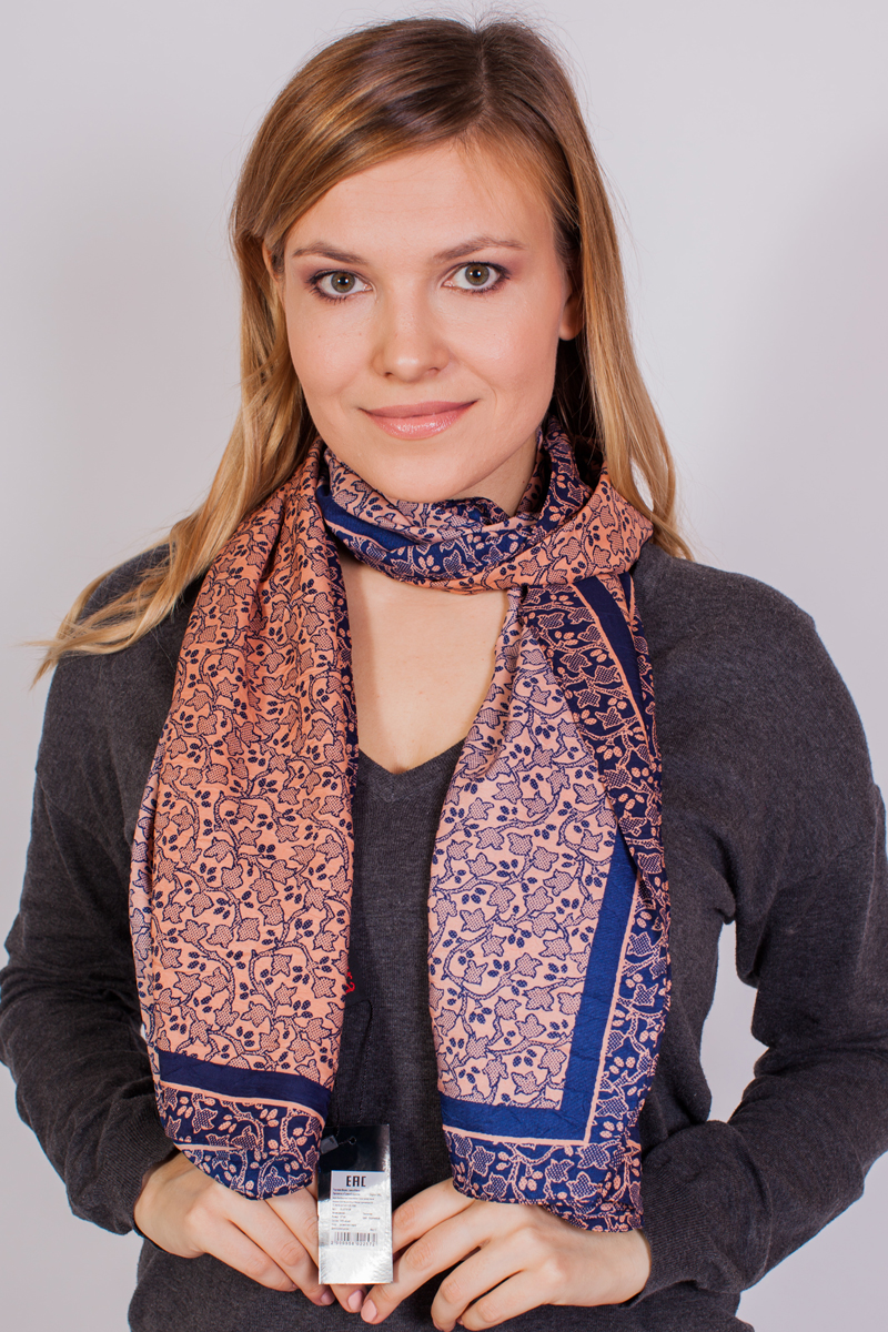 Палантин женский Laura Milano, цвет: розовый, синий. KL-21701-86. Размер 55 см x 160 см