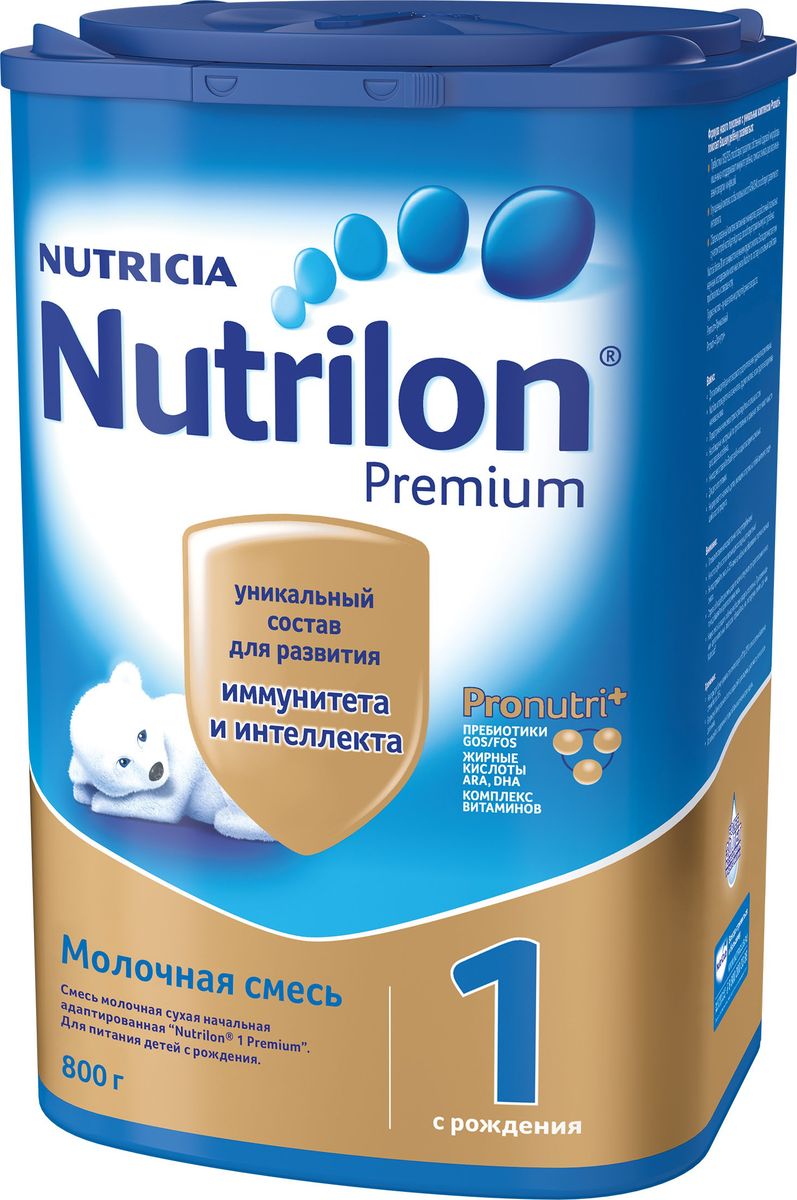 Nutrilon Премиум 1 молочная смесь PronutriPlus, с рождения, 800 г4008976527893 Nutrilon Премиум 1 молочная смесь PronutriPlus, с рождения, 800 г4008976527893Сухая молочная детская смесь Nutrilon предназначена для питания здоровых детей с рождения и до 6 месяцев. Она легко усваивается, обладает естественными бифидогенными свойствами. Благодаря уникальному комплексу ProNutra+ детское молочко соответствует всем современным требованиям к заменителям грудного молока, содержит полный набор витаминов и минеральных веществ, обогащено таурином, селеном и бета-каротином - веществами-антиоксидантами для дополнительной защиты организма ребенка и поддержания его иммунитета в соответствии с возрастными потребностями.