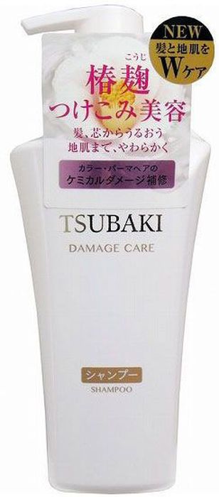 Shiseido Tsubaki Damage Care Шампунь для поврежденных волос с маслом камели, 500 мл441334 Shiseido Tsubaki Damage Care Шампунь для поврежденных волос с маслом камели, 500 мл441334Шампунь для ухода за сухими, секущимися волосами. Содержит удивительное по свойствам масло камелии. Шампунь обогащён витаминами С и группы В, которые восстанавливают структуру волос и придают им силу и блеск. Восстанавливает внутреннюю структуру повреждённых волос, компенсирует потерю естественной влаги, препятствует появлению секущихся кончиков, повышает прочность и эластичность. Обладает мягким ароматом листьев камелии.