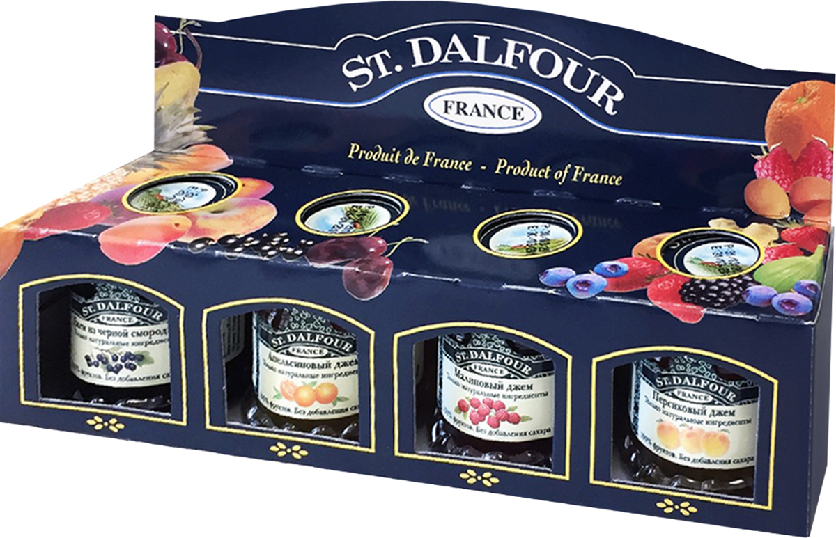 St. Dalfour подарочный набор 4 джема персик, малина, апельсин, черная смородина, 112 г207063 St. Dalfour подарочный набор 4 джема персик, малина, апельсин, черная смородина, 112 г207063Полностью натуральный продукт. Не содержит красителей и консервантов.