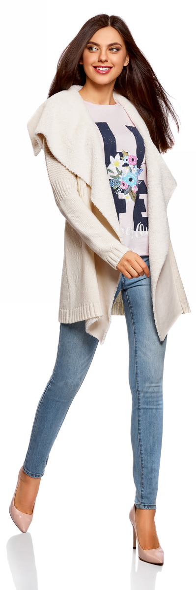 Кардиган женский oodji Collection, цвет: белый. 73205193-1/31328/1200N. Размер XS (42)73205193-1/31328/1200N Кардиган женский oodji Collection, цвет: белый. 73205193-1/31328/1200N. Размер XS (42)73205193-1/31328/1200NЖенский кардиган oodji Collection выполнен из качественного акрила с добавлением теплой шерсти. Спереди модель дополнена вставкой из искусственного меха. Кардиган с воротником шалькой и длинными рукавами выполнен крупной вязкой. Манжеты рукавов и низ изделия связаны резинкой.