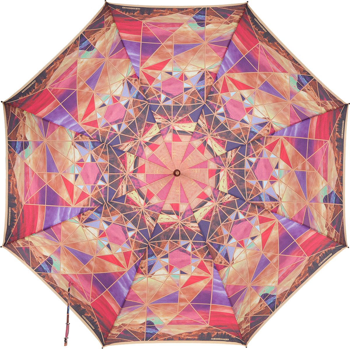 Зонт-трость женский Eleganzza, полуавтомат, цвет: коричневый. T-06-0316