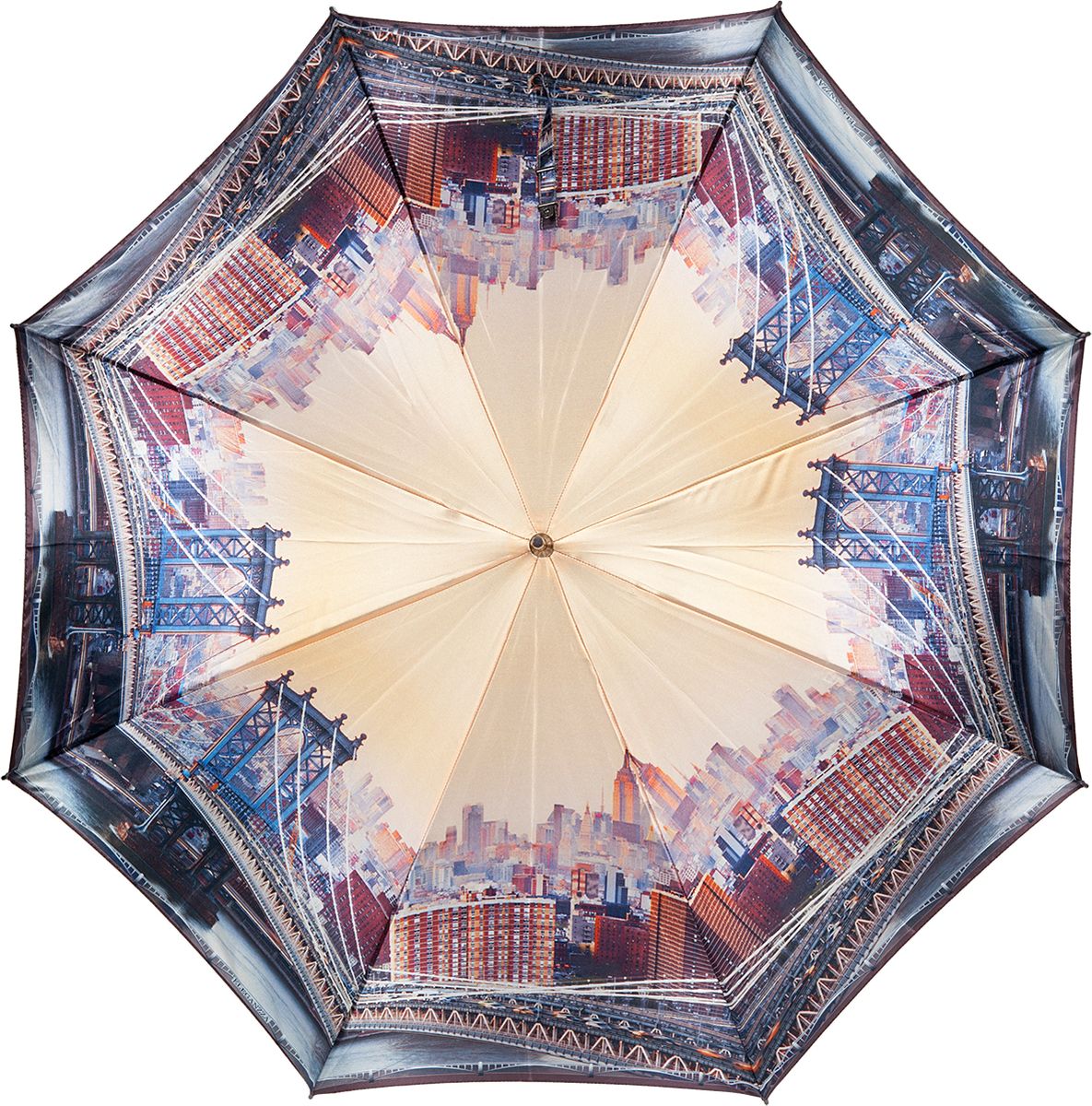 Зонт-трость женский Eleganzza, полуавтомат, цвет: коричневый. T-06-0321