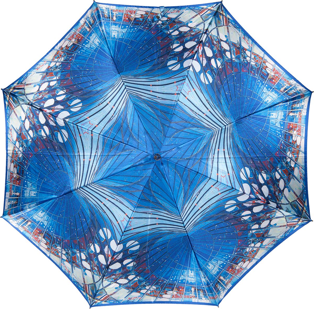 Зонт-трость женский Eleganzza, полуавтомат, цвет: синий. T-06-0327