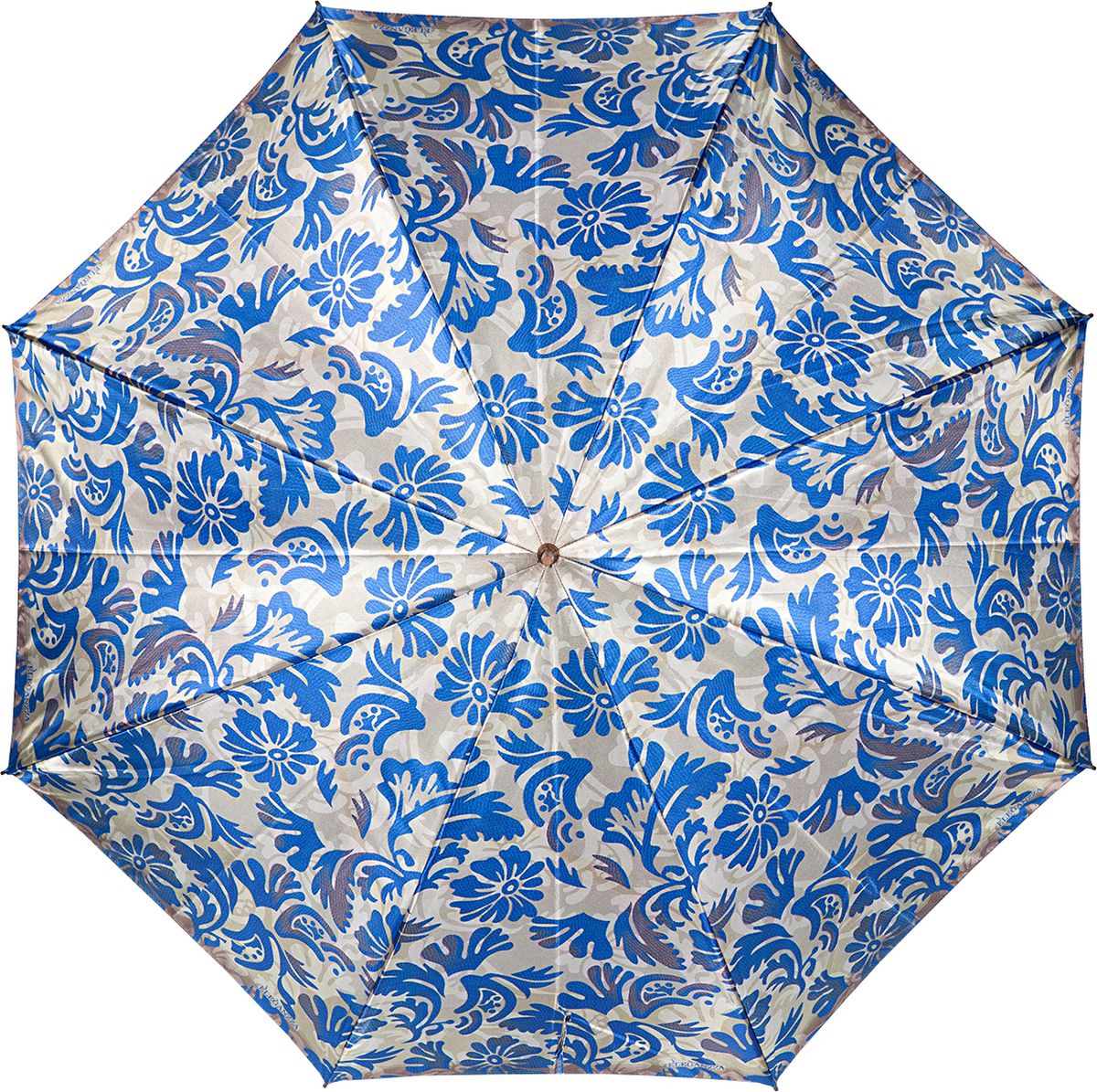 Зонт-трость женский Eleganzza, полуавтомат, цвет: синий. T-06-0332