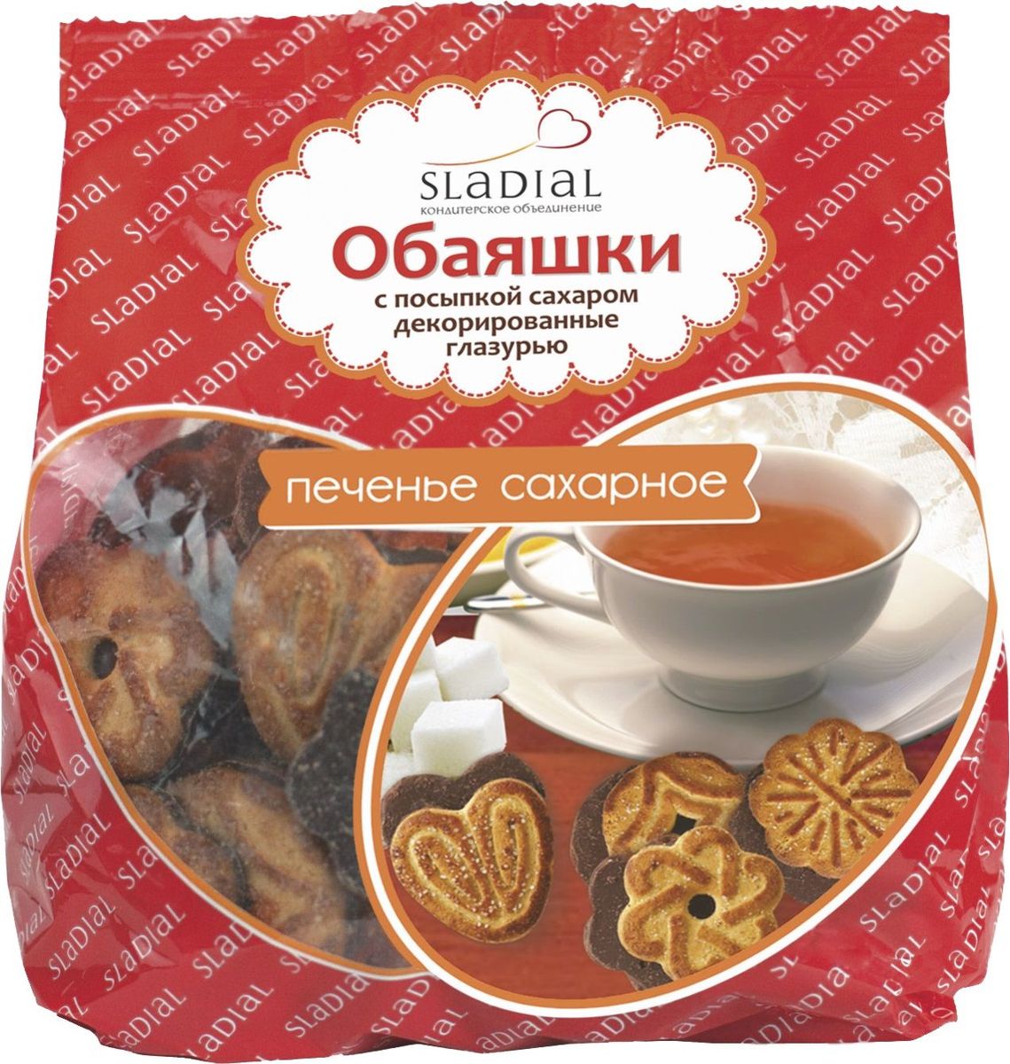 Sladial печенье обаяшки с посыпкой сахаром декорированные глазурью, 375 г4640013456423 Sladial печенье обаяшки с посыпкой сахаром декорированные глазурью, 375 г4640013456423Миниатюрное посыпанное маком печенье с глазированным дном.