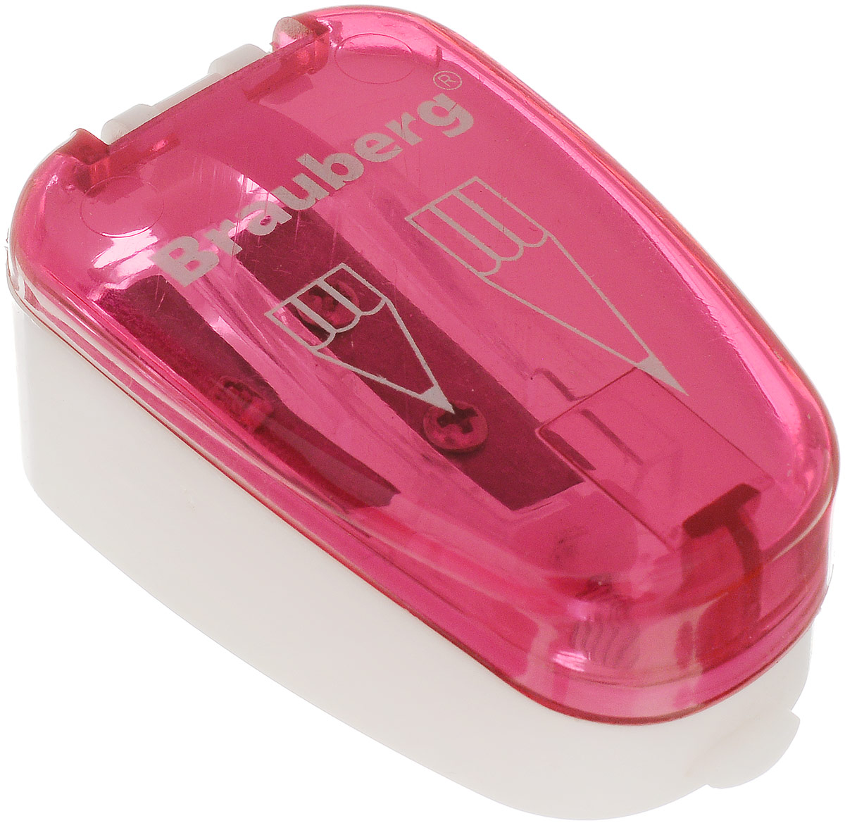 Brauberg Точилка двойная Jax с контейнером цвет розовый222496_розовый Brauberg Точилка двойная Jax с контейнером цвет розовый222496_розовыйТочилка двойная Brauberg Jax с контейнером для разного вида заточки: острая и круглая. Качественное стальное лезвие обеспечивает легкое равномерное затачивание. Контейнер для стружки изготовлен из тонированного цветного пластика.