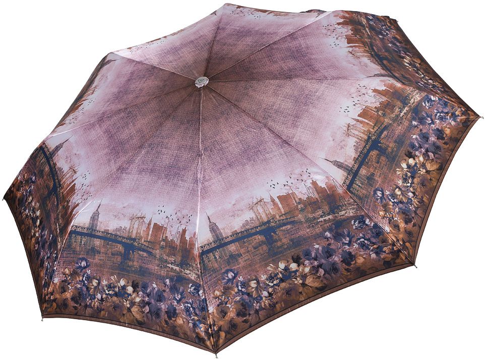 Зонт женский Fabretti, автомат, 3 сложения, цвет: коричневый. L-17118-10