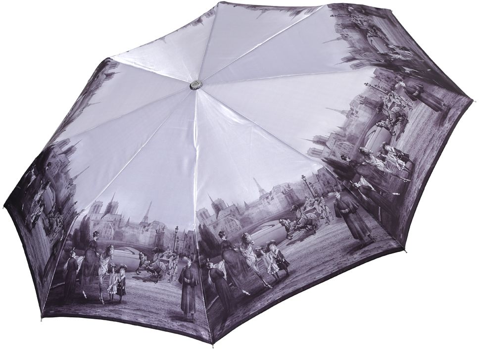 Зонт женский Fabretti, автомат, 3 сложения, цвет: серый. L-17122-10