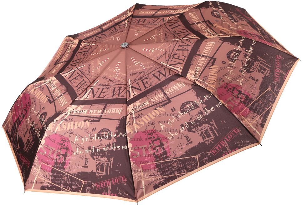 Зонт женский Fabretti, автомат, 3 сложения, цвет: коричневый. L-17124-5