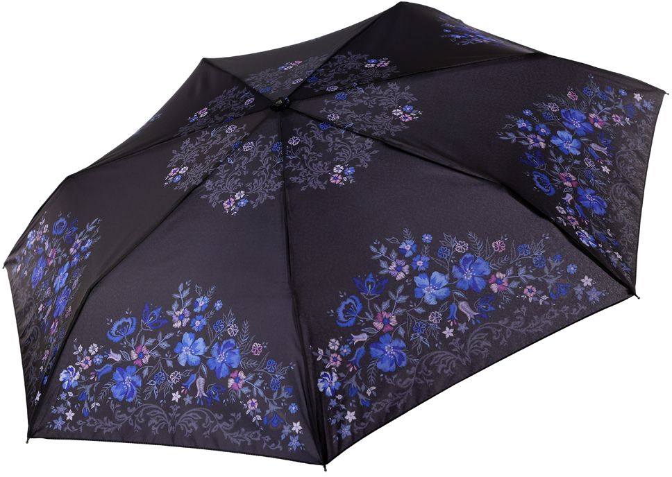 Зонт женский Fabretti, автомат, 3 сложения, цвет: черный. P-17103-4