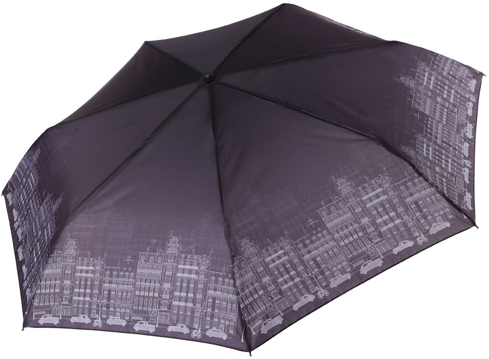 Зонт женский Fabretti, автомат, 3 сложения, цвет: серый. P-17104-7