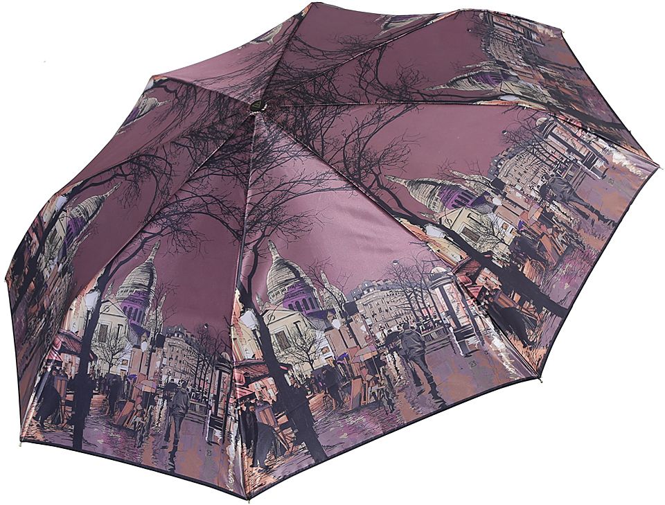 Зонт женский Fabretti, автомат, 3 сложения, цвет: коричневый. S-17105-7