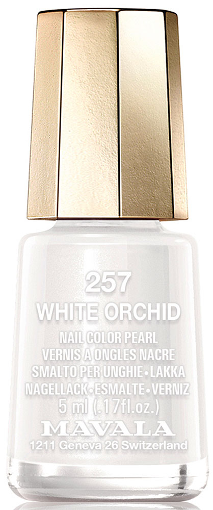 Mavala Лак для ногтей White Orchid08-1685 Mavala Лак для ногтей White Orchid08-1685Лаки для ногтей Mavala - декоративные покрытия с широкой палитрой оттенков, от модных до классических. Они легко и равномерно наносятся и быстро сохнут. Мини-объем 5 мл позволяет использовать лак до последней капли. Он не успеет загустеть или засохнуть! Лаки имеют пористую структуру, что позволяет использовать уходовые средства не только под, но и поверх декоративного покрытия. Не содержат толуол, формальдегид, камфору, дибутил фталат, канифоль и добавленный никель.