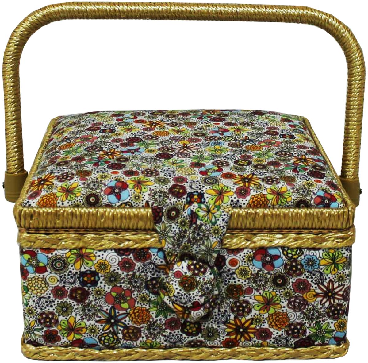 Шкатулка для рукоделия Grace & Glamour, 20 х 20 х 11 см. BN4737BN4737 Шкатулка для рукоделия Grace & Glamour, 20 х 20 х 11 см. BN4737BN4737Интерьерная шкатулка из коллекции Весенние цветы выполнена с использованием натуральных материалов: каркас из дерева обтянут дизайнерской тканью Robert Kaufman (100% хлопок) с мягким наполнителем. Внутри шкатулка отделана искусственным шелком, имеется кармашек на резинке и шелковая игольница с двумя булавками. Шкатулка оснащена пластиковым вкладышем с 3 отсеками для мелочей. Ручка и края отделаны натуральным ротангом, который не только украшает шкатулку, но и оберегает края. Шкатулка поможет рукодельнице сорганизовать свое рабочее место, а значит, сократить время на создание своего творения. А кроме того, украсит любой интерьер и будет радовать свою обладательницу долгие годы благодаря качественному исполнению и материалам. Прекрасный подарок любой женщине!