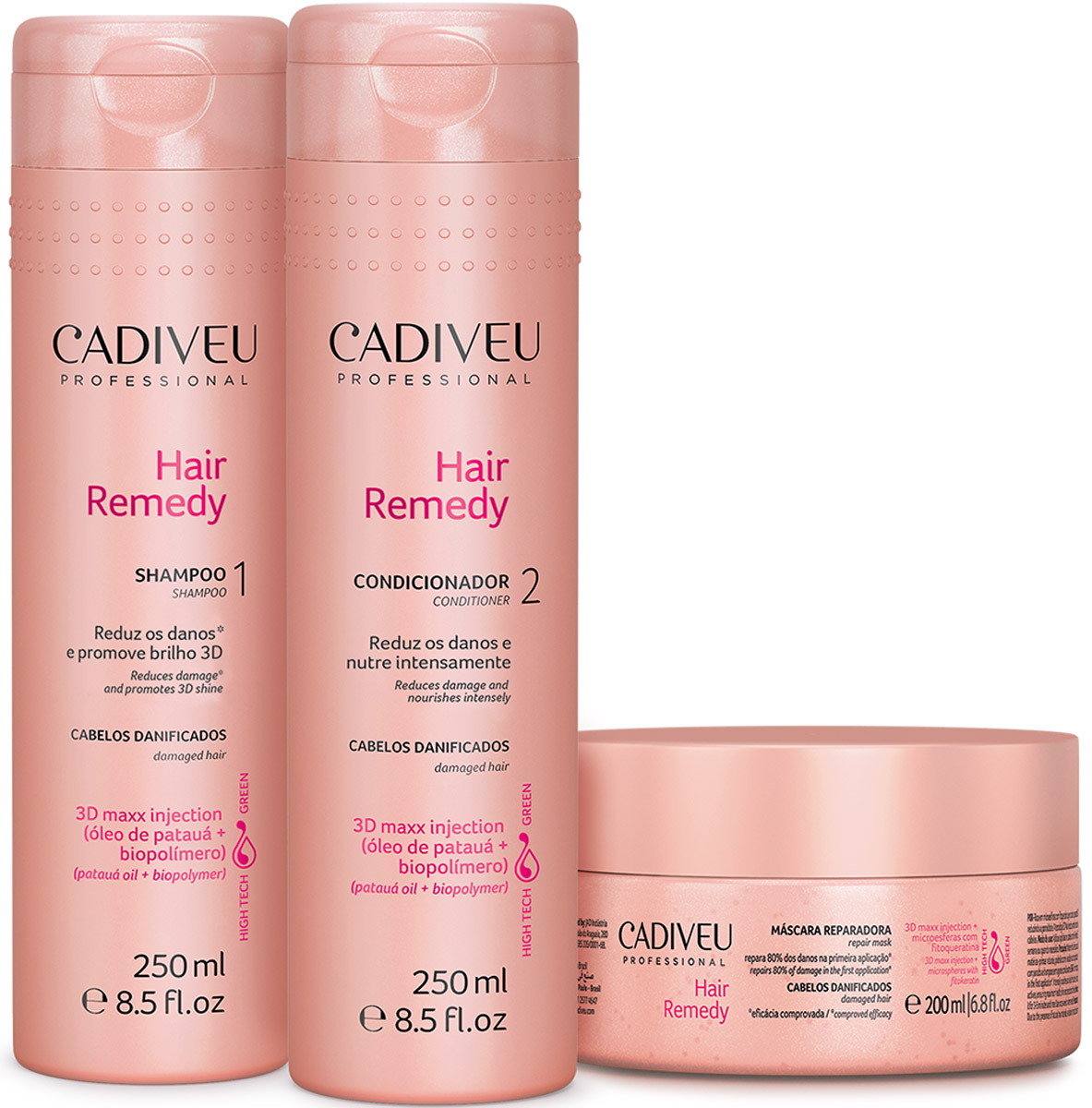 Cadiveu Набор для домашнего ухода Hair Remedy (3 products)PA0009 Cadiveu Набор для домашнего ухода Hair Remedy (3 products)PA0009Нано-реконструкция волос Hair Remedy Cadiveu основана на инновационной технологии «3D maxx injection», которая работает на глубинных слоях волоса и восстанавливает повреждения в кортексе волоса, а также развивает устойчивость волосяной нити к будущим повреждениям. Система «Hightech green» позволяет использовать уникальные природные экстракты наиболее эффективно. Процедура возвращает жизненную силу, здоровье и потрясающий внешний вид даже самым поврежденным волосам. Косметические средства серии Hair Remedy от Cadiveu Professional содержат натуральные компоненты, отличаются абсолютной безопасностью и высокой эффективностью