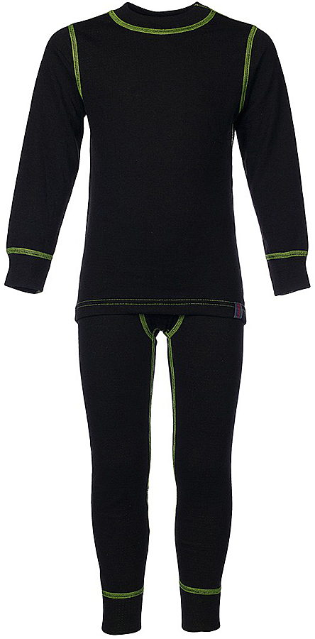 Комплект термобелья для мальчика Oldos Active Warm: футболка с длинным рукавом, кальсоны, цвет: черный, лайм. 002МН. Размер 128, 8 лет002МН Комплект термобелья для мальчика Oldos Active Warm: футболка с длинным рукавом, кальсоны, цвет: черный, лайм. 002МН. Размер 128, 8 лет002МНКомплект термобелья для мальчика Oldos Active Warm, состоящий из футболки с длинным рукавом и кальсон, предназначен для сохранения тепла и отвода влаги с поверхности тела.Термобелье отличается от обычного белья лучшей способностью сохранять тепло между кожей и тканью, вдобавок оно более эластичное, благодаря чему, оно не стесняет движений, не деформируется и служит дольше. Содержащийся в термобелье воздух, соприкасаясь с телом, нагревается до комфортной температуры. Таким образом, создается защитная прослойка из теплого воздуха между кожей и холодной внешней средой. При физической нагрузке кожа ребенка выделяет влагу, которая накапливаясь в ткани обычного белья, снижает его теплосберегающие свойства. На согревание и испарение этой влаги расходуется дополнительная энергия. Термобелье отводит влагу от тела. Защитная прослойка из теплого воздуха между кожей и внешней средой за счет разницы давления выталкивает влагу из термобелья. Это снижает теплопотери организма в холодную погоду, добавляет ощущение комфорта, защищает организм от перегрева во время физических нагрузок, а также от переохлаждения и простуды после их окончания.Двухслойное полотно - цельно вязаная ткань с различным составом нитей на лицевой и изнаночной сторонах. Плетение нитей TermoActive увеличивает прослойку воздуха между кожей ребенка и внешней средой, повышая тепловые свойства. Синтетический слой внутри быстро и эффективно отводит влагу, а хлопок и шерсть снаружи сохраняют тепло.Кофта с длинными рукавами и круглым вырезом горловины. Рукава дополнены широкими трикотажными манжетами. Горловина дополнена трикотажной резинкой. Спинка незначительно удлинена. Кальсоны на талии имеют широкую эластичную резинку, а брючины дополнены широкими трикотажными манжетами.Комплект термобелья используется как для повседневной носки, так и для активного отдыха. Рекомендуемый температурный режим от +0°С до -30°С. Такой комплект термобелья идеально подойдет для прогулок и игр на свежем воздухе!