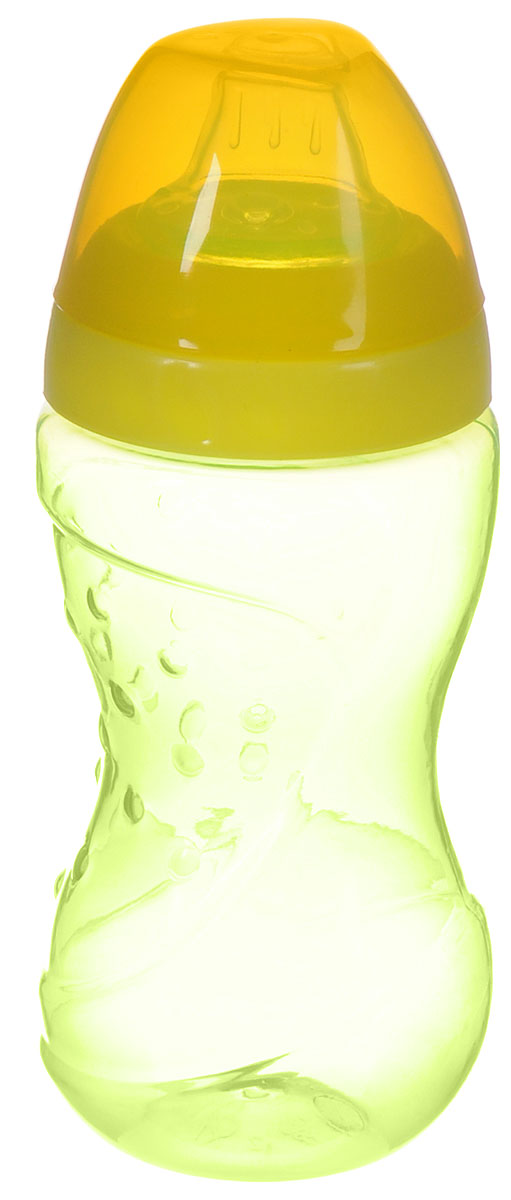 Lubby Поильник-непроливайка Спорт с мягким носиком от 6 месяцев цвет светло-зеленый желтый 230 мл