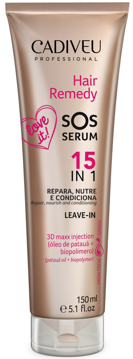 Cadiveu Сыворотка Hair Remedy SOS, 150 млPA0194 Cadiveu Сыворотка Hair Remedy SOS, 150 млPA0194Сыворотка 15в 1.Интенсивное лечение волос, обогащена активными ухаживающими компонентами, что способствует 15 преимуществам : • возвращает к жизни волосы, нуждающиеся в питании и увлажнении• удерживает влагу внутри волоса• препятствует появлению завитков, пушистости, наэлектризованности• эффективная термозащита ,защита от негативных воздействий • запечатывает кутикулу волоса, делая волосы гладкими по всей длине• придаёт глянцевый блеск и трёхмерное сияние даже тусклым и сухим волосам• мгновенно становятся мягкими и послушными• дисциплина волос , легко поддаются укладке• предотвращает появление секущихся концов• препятствует старению волос, способствуя омоложению