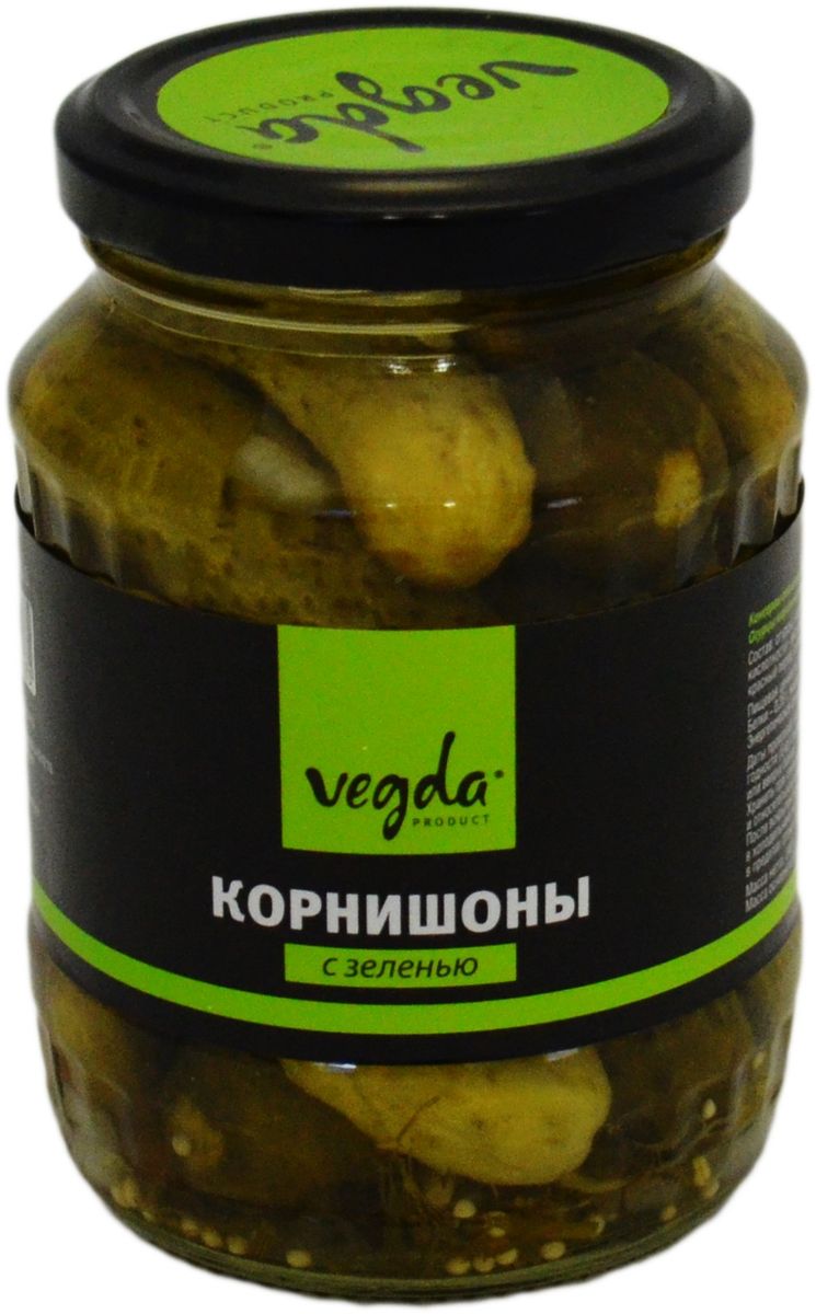 Vegda огурцы корнишоны с зеленью, 370 мл4607045604475 Vegda огурцы корнишоны с зеленью, 370 мл4607045604475Продукт изготовлен из высококачественных ингредиентов, по современным технологиям.