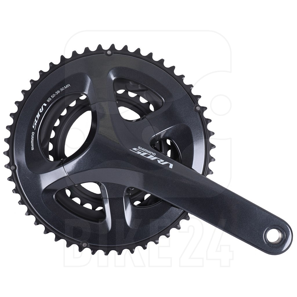 Система шатунов Shimano Sora R3030, 175 мм, 50/39/30 без кареткиEFCR3030EX090X Система шатунов Shimano Sora R3030, 175 мм, 50/39/30 без кареткиEFCR3030EX090X• 2-компонентная конструкция с интегрированной осью каретки- лучшее сочетание прочности, жесткости и легкого веса• 50X34 компактная система для начинающих и велотуризма• Новая конструкция звезд – четырехлапка. Оптимальный баланс жесткости и веса• Усиленная передняя звезда• Обработка поверхности анодированием• Без компонентов каретки