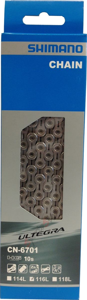 Цепь велосипедная Shimano Ultegra 6701, 10 скоростей, 114 звеньевICN6701114 Цепь велосипедная Shimano Ultegra 6701, 10 скоростей, 114 звеньевICN6701114Цепь Ultegra, 6701, 10ск, 114 зв., амп.пин (1шт)