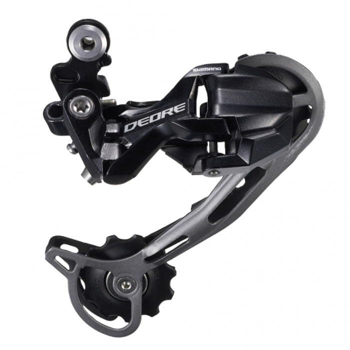 Переключатель задний Shimano Deore M592, SGS, 9 скоростей, цвет: черныйIRDM592SGS Переключатель задний Shimano Deore M592, SGS, 9 скоростей, цвет: черныйIRDM592SGSПереключатель задний Deore RD-M592 SGS, конструкция Shadow, низкопрофильная конструкция Top Normal для более агрессивного катания. Увеличен срок службы. Прямой маршрут прокладки снижает риск повреждения троса, усиленная направляющая пружина.
