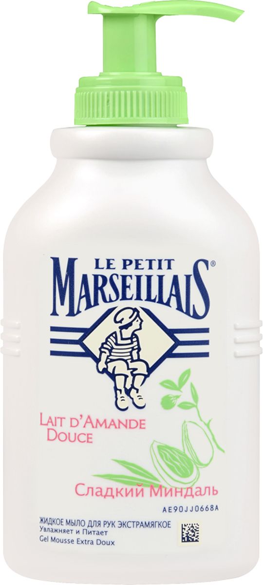 Le Petit Marseillais Жидкое мыло для рук Сладкий миндаль, 300 мл030342504 Le Petit Marseillais Жидкое мыло для рук Сладкий миндаль, 300 мл030342504Жидкое мыло для рук Le Petit Marseillais Сладкий миндаль увлажняет и питает. Мыло обладает ярким приятным ароматом, мягко очищает и увлажняет кожу. Образует густую пену, легко смывается. Характеристики:Объем: 300 мл. Артикул: 030342504. Производитель: Франция. Товар сертифицирован.