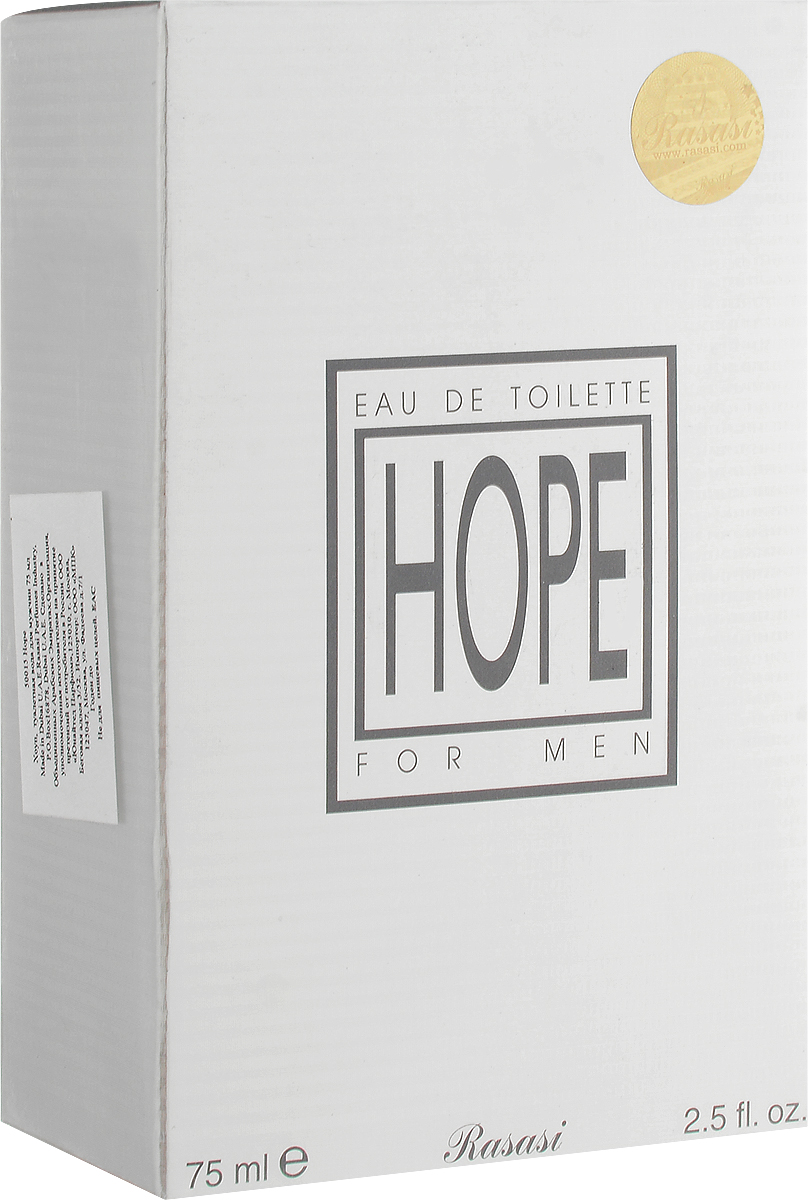 Rasasi Туалетная вода для мужчин Hope men, 75 мл0614514500156 Rasasi Туалетная вода для мужчин Hope men, 75 мл0614514500156Hope Men Rasasi - это аромат для мужчин, принадлежит к группе ароматов древесные водяные. Состав аромата Hope Men Rasasi в отличие большого ряда парфюмов лишен спирта, в его основе лежат лишь концентрированные масла растений и цветов, поэтому он не сушит кожу и имеет более стойкий и приятный запах. Парфюм вошел в семейство ароматов древесные водяные. Аромат Hope Men создан для мужчин, которые не любят компромиссов и предпочитают только лучшее. Вершина пирамиды и ее сердце наполнено бодрящими морскими нотами в сочетании со свежестью цитрусов, зеленых нот и элегантных благоуханий цветов. Спустя длительное время этот романтический коктейль растворяется в мужественном древесном шлейфе.