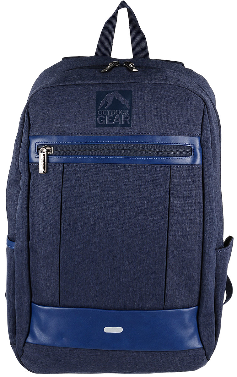 Рюкзак городской Outdoor Gear, цвет: темно-синий.1811 Рюкзак городской Outdoor Gear, цвет: темно-синий.1811Стильный и удобный рюкзак изготовлен из качественного 100% полиэстера с водоотталкивающими свойствами. Рюкзак Outdoor Gear, в котором сочетается функциональность и эстетический внешний вид имеет одно большое отделение, которое дополнено отделением для ноутбука и накладным карманом, который дополнительно застегивается на хлястик с липучкой. С внешней стороны рюкзак оснащен одним втачным карманом с небольшим органайзером. Боковые стенки модели имеют два открытых кармана, один из которых увеличивается в размере с помощью молнии. Спинка рюкзака оснащена втачным карманом на молнии. Эргономичные лямки с регулировкой и ортопедическая спинка добавят вам комфорта при использовании.