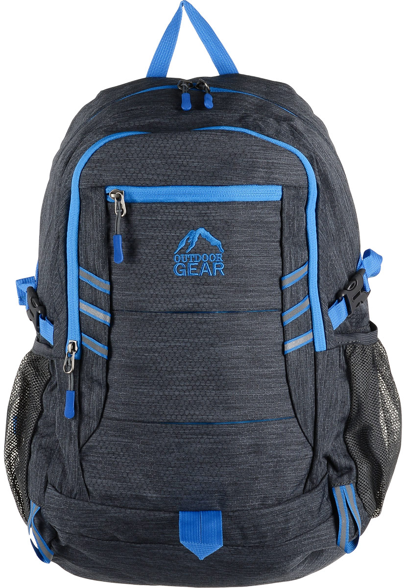 Рюкзак городской Outdoor Gear, цвет: серый, голубой.1512 Рюкзак городской Outdoor Gear, цвет: серый, голубой.1512Стильный и удобный рюкзак изготовлен из качественного 100% полиэстера с водоотталкивающими свойствами. Рюкзак Outdoor Gear, в котором сочетается функциональность и эстетический внешний вид имеет два больших отделения, одно из которых дополнено подвесным кармашком на молнии и накладным открытым отделением. С внешней стороны рюкзакоснащен втачным карманом на молнии и двумя боковыми карманами из сетки. Эргономичные лямки с регулировкой и ортопедическая спинка добавят вам комфорта при использовании.