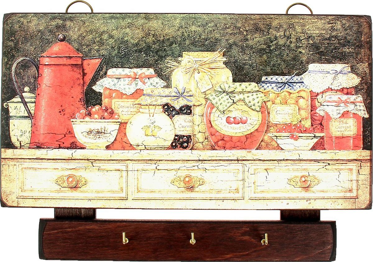 Ключница настенная Бабушкины соленья, 30 х 20 х 2,5 см1350628 Ключница настенная Бабушкины соленья, 30 х 20 х 2,5 см1350628Постоянно теряете ключи, когда куда-то торопитесь? Тогда этот товар — именно то, что вам нужно! Каковы его плюсы?Незаменимый помощник и стильный предмет декора прихожейЭкономия времени на поиск ключей, которые вам больше терять не придётсяКомфортное хранение ещё и других важных мелочей, которые любят пропадатьпорядок и сохранность ваших вещей. Ключница — очень полезная вещь, которая помогает поддерживать порядок в вашем доме.