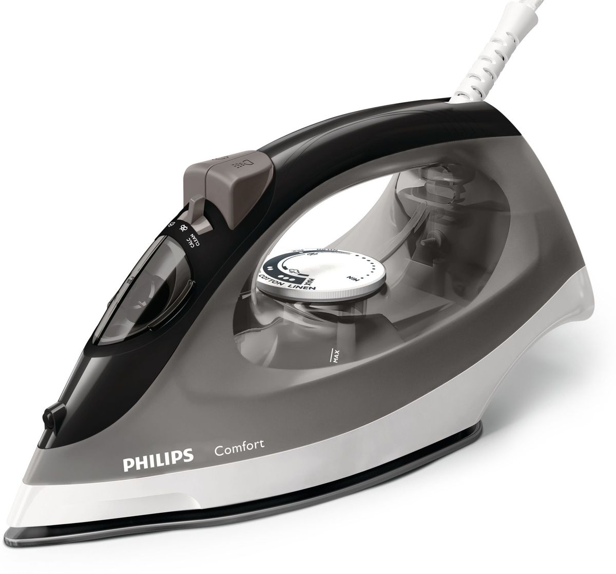 Philips GC1444/80, White Gray Black утюгGC1444/80 Philips GC1444/80, White Gray Black утюгGC1444/80Утюг Philips GC1444/80 упрощает процесс глажения и обеспечивает высокую эффективность благодаря мощной постоянной подаче пара.Долговечная керамическая подошва легко скользит по любому типу ткани, а уникальный носик теперь в 3 раза точнее для разглаживания даже самых труднодоступных участков. Комфортное глажение благодаря удобному утюгу.Большой регулятор нагрева обеспечивает удобную настройку температуры.